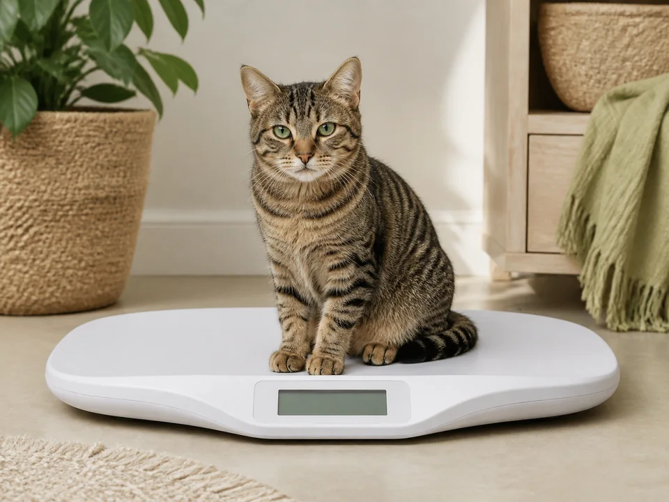 Báscula digital de plataforma amplia para pesar una mascota
