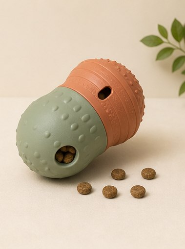 Juguete de goma con abertura para dispensar alimento