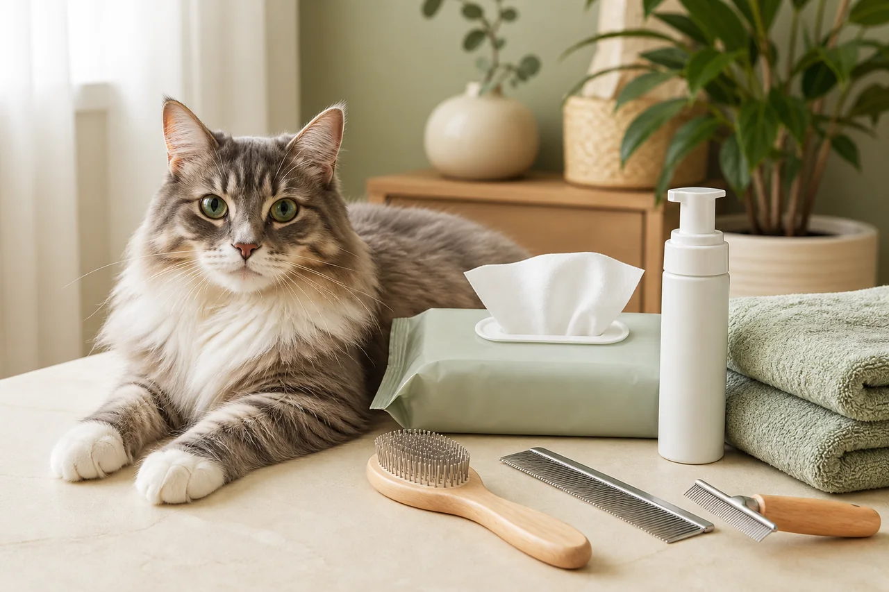 Cepillos y productos de higiene para gatos